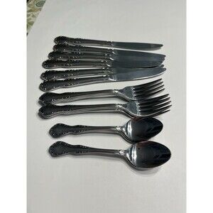 18pc Queens Court Japan Stainless Flatware Spoons/Forks/Knives 6 each